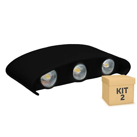 Kit 2 Luminária Arandela LED 6W Externa Branco Frio Preta