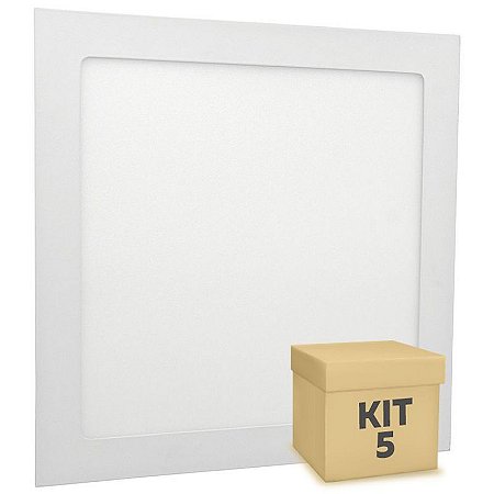 Kit 5 Luminária Plafon LED 18w Embutir Branco Quente