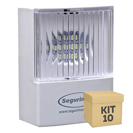 Kit 10 Luminária de Emergência LED 50 Lúmens | Plug Retrátil