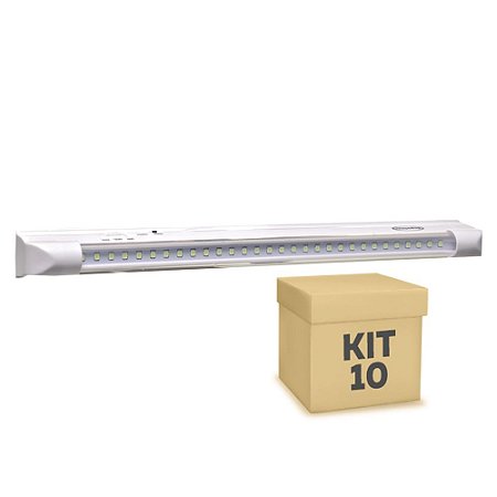 Kit 10 Luminária de Emergência 30 LEDs | Super Slim