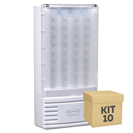 Kit 10 Luminária de Emergência 300 Lúmens | Premium