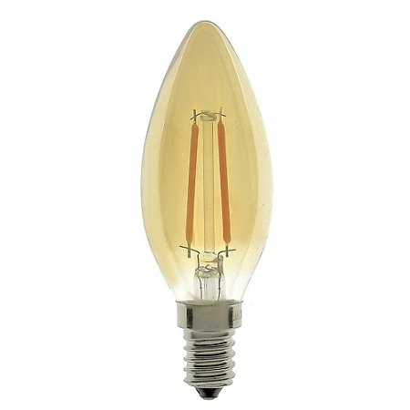 Lâmpada LED Vela Vintage E14 2W 110V Branco Quente | Inmetro