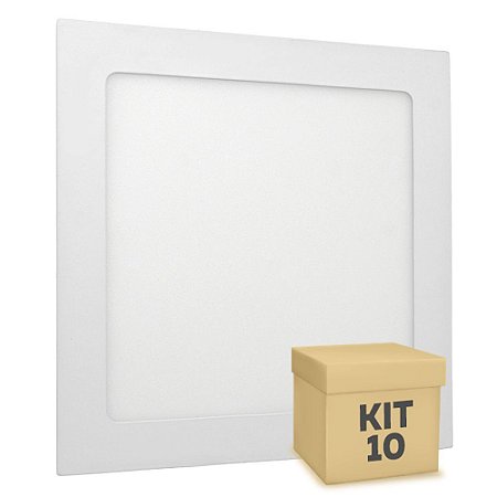 Kit 10 Luminária Plafon 18w LED Embutir Branco Neutro