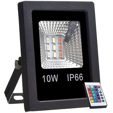 Refletor Holofote MicroLED SMD 10w RGB Colorido com Controle
