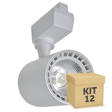 Kit 12 Spot LED 10W Branco Neutro para Trilho Eletrificado Branco