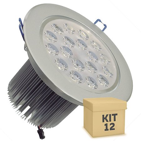 Kit 12 Spot Dicróica 18w LED Direcionável Corpo Aluminio