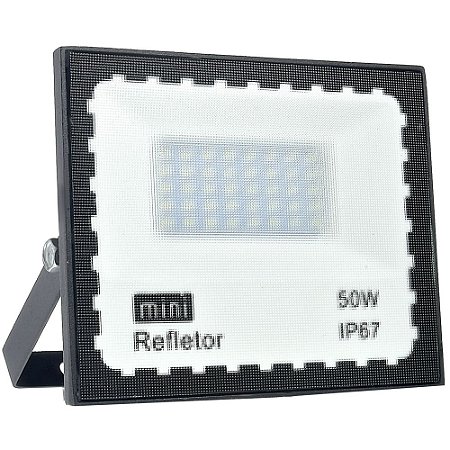 Mini Refletor Holofote LED SMD 50W Branco Frio IP67