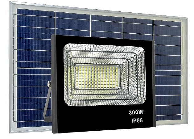 Refletor LED Solar 300W 80 Leds Auto Recarregável