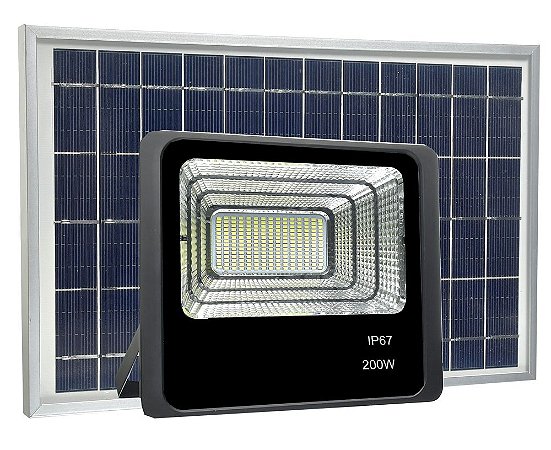 Refletor LED Solar 200W 80 Leds Auto Recarregável