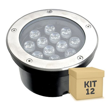 Kit 12 Spot Balizador LED 12W Branco Quente para Piso