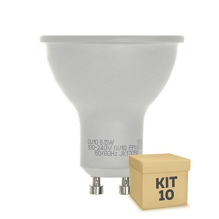 Kit 10 Lâmpada LED Dicroica 6,5w GU10 Branco Frio | Inmetro