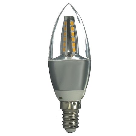Lâmpada LED Vela Cristal E14 4W Bivolt Branco Quente | Inmetro