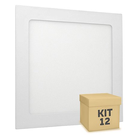 Kit 12 Luminária Plafon 18w LED Embutir Branco Frio