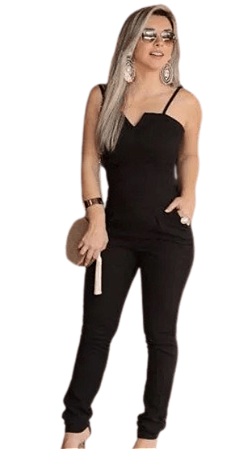 Macacão Longo Justo Colado Skinny Balada Formatura Casamento Evento Casual Festa Alcinha