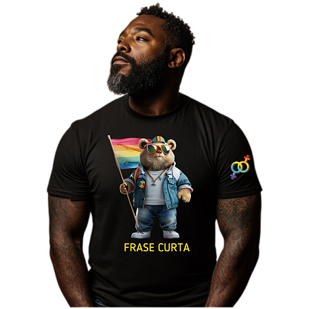 Camisa LGBT Urso Com Bandeira e Óculos de Sol