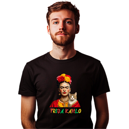 Camisa Frida Kahlo Com Gato
