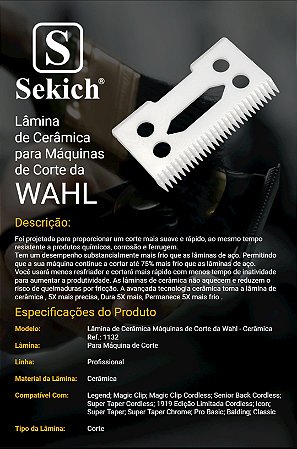 Lâmina cerâmica para corte todas máquinas da WAHL