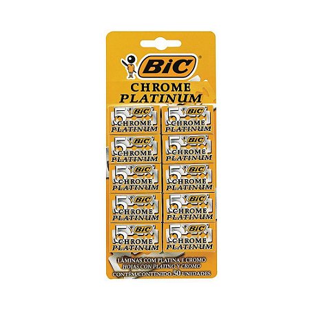 Lamina para barbear Bic Chrome Platinum cartela com 50un