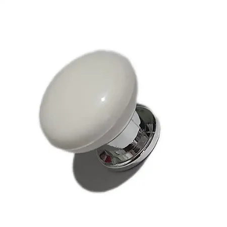 PUXADOR INDART BARRETOS BRANCO C/ BASE CROMADA