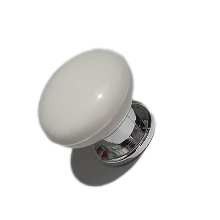 PUXADOR INDART BARRETOS BRANCO C/ BASE CROMADA