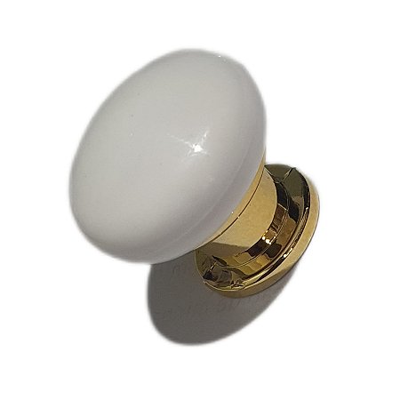PUXADOR INDART BARRETOS BRANCO C/ BASE DOURADA