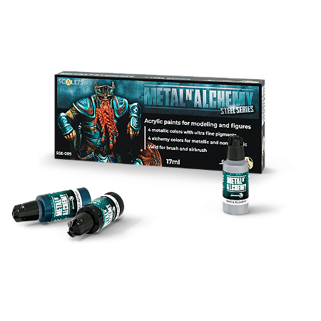 Conjunto Tintas Metálicas Scalecolor - METAL and ALCHEMY STEEL - Scale75 (Box x8 17ml)