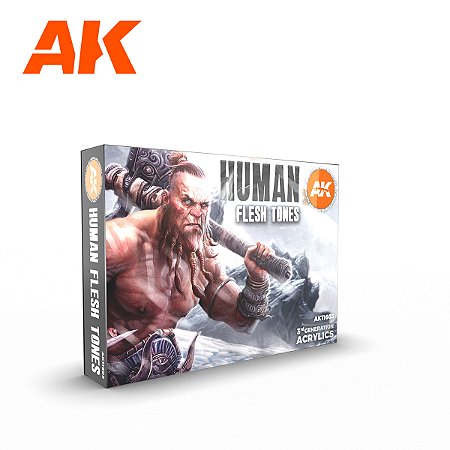 Conjunto Tintas Acrílicas HUMAN FLESH TONES - AK Interactive (Box x6 17ml)