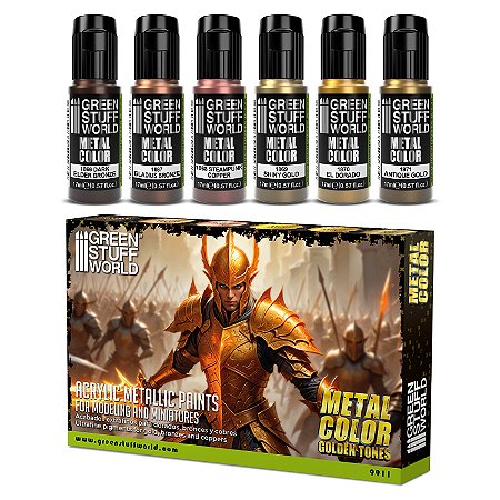 Conjunto Tintas Metálicas GOLD - Green Stuff World (Box x6 17ml)