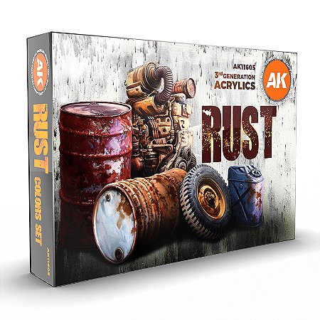 Conjunto Tintas Acrílicas RUST COLORS - AK Interactive (Box x6 17ml)