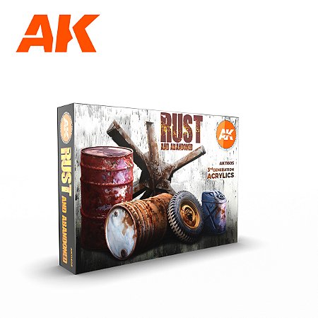 Conjunto Tintas Acrílicas RUST AND ABANDONED - AK Interactive (Box x6 17ml)