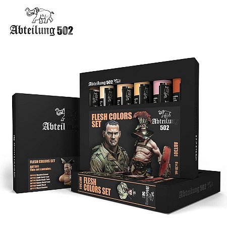 Conjunto Tintas Óleo FLESH COLORS (Tons de pele) - AK Interactive/Abteilung 502 (Box x6 20ml)