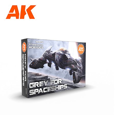 Conjunto Tintas Acrílicas GREY FOR SPACESHIPS - AK Interactive (Box x6 17ml)