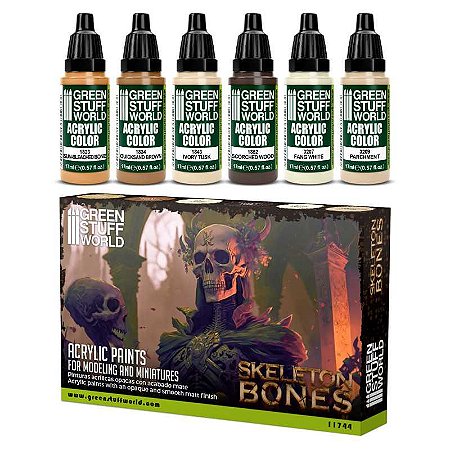 Conjunto Tintas Acrílicas SKELETON BONES - Green Stuff World (Box x6 17ml)