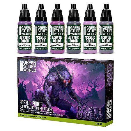 Conjunto Tintas Acrílicas DARTH PURPLE - Green Stuff World (Box x6 17ml)