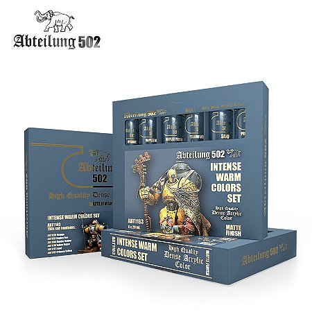 Conjunto Tintas Acrílicas INTENSE WARM COLORS - AK Interactive/Abteilung 502 (Box x6 20ml)