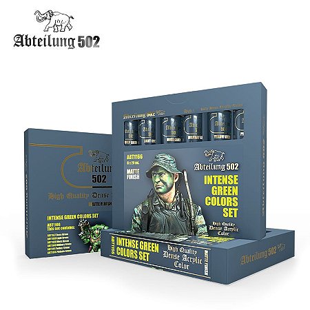 Conjunto Tintas Acrílicas INTENSE GREEN - AK Interactive/Abteilung 502 (Box x6 20ml)