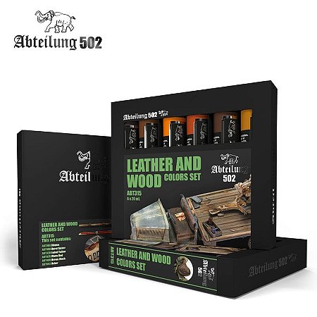Conjunto Tintas Óleo LEATHER AND WOOD - AK Interactive/Abteilung 502 (Box x6 20ml)