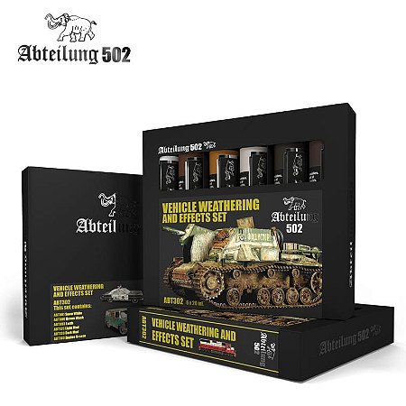 Conjunto Tintas Óleo VEHICLE WEATHERING AND EFFECTS SET - AK Interactive/Abteilung 502 (Box x6 20ml)