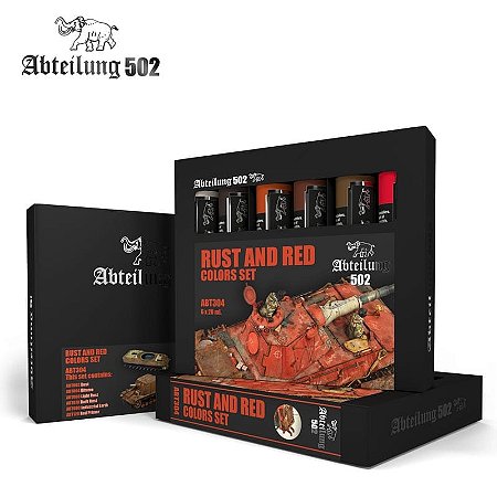 Conjunto Tintas Óleo RUST AND RED COLORS SET - AK Interactive/Abteilung 502 (Box x6 20ml)