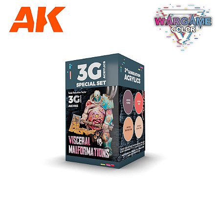 Conjunto Tintas Acrílicas Wargame Color VISCERAL MALFORMATIONS - AK Interactive (Box x4 17ml)