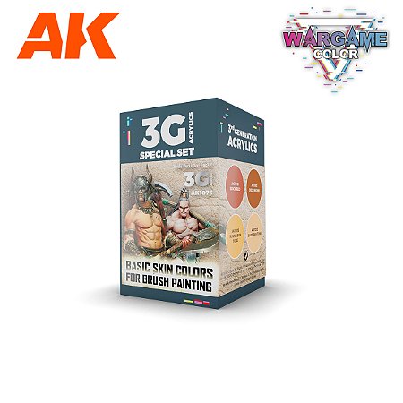 Conjunto Tintas Acrílicas Wargame Color BASIC SKIN COLORS - AK Interactive (Box x4 17ml)