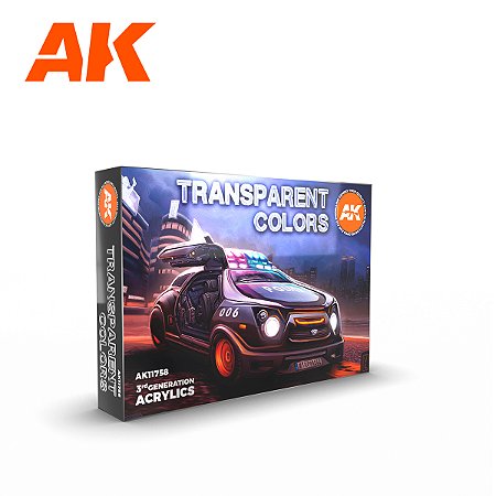 Conjunto Tintas Acrílicas TRANSPARENT COLORS SET - AK Interactive (Box x6 17ml)