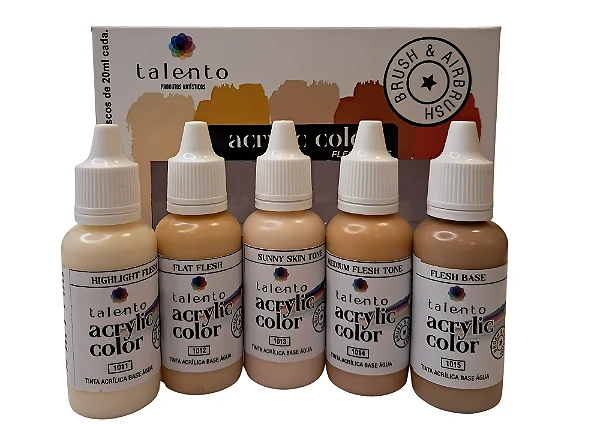 Conjunto Tintas Acrílicas LIGHT FLESH TONES - Talento (Box x5 20ml)