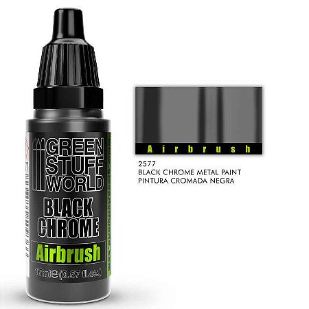 Tinta Metálica BLACK CHROME p/ Aerógrafo - Green Stuff World (17ml)