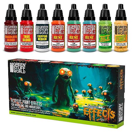Conjunto Tintas Acrílicas SPECIAL EFFECTS Vol. 1 - Green Stuff World (Box x8 17ml)