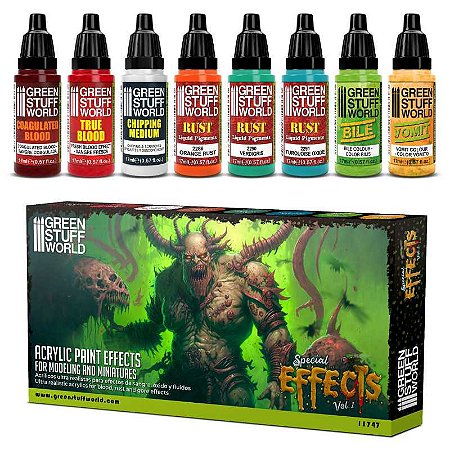 Conjunto Tintas Acrílicas SPECIAL EFFECTS Vol. 1 - Green Stuff World (Box x8 17ml)