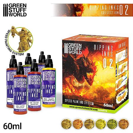 Conjunto Dipping Inks ORANGE YELLOW nº 02 - Green Stuff World (Box x6 60ml)