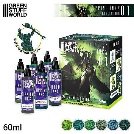 Conjunto Dipping Inks GREEN nº 01 - Green Stuff World (Box x6 60ml)