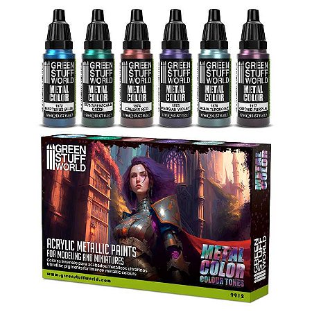 Conjunto Tintas Metálicas METAL COLOR TONES - Green Stuff World (Box x6 17ml)