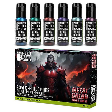 Conjunto Tintas Metálicas METAL COLOR TONES - Green Stuff World (Box x6 17ml)